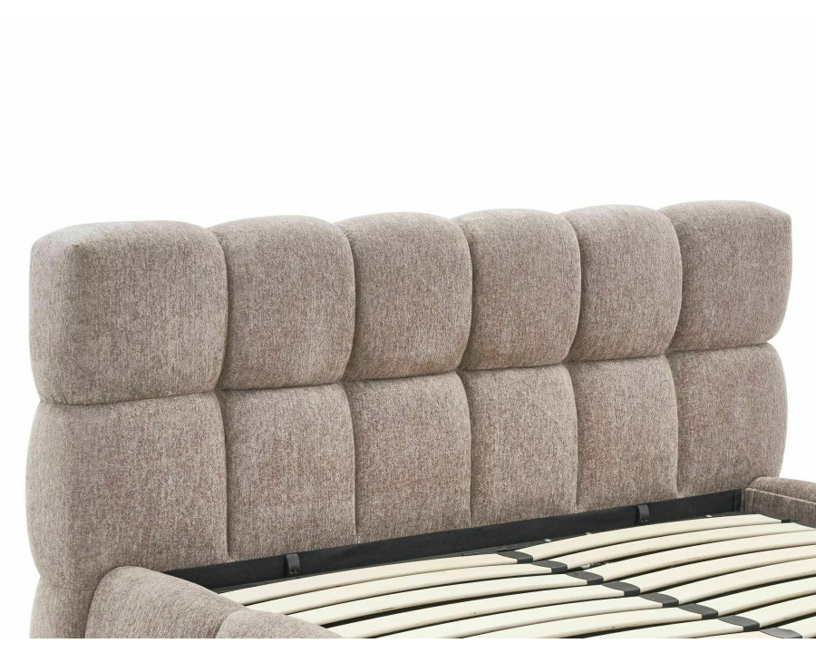 Ліжко двоспальне м'яке Parma Raven 160×200 Темно-бежева тканина