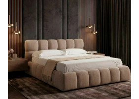 Ліжко двоспальне м'яке Parma Raven 160×200 Темно-бежева тканина