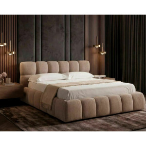 Ліжко двоспальне м'яке Parma Raven 160×200 Темно-бежева тканина