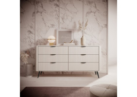 Комод Ланте / Lante з 6 шухлядами і чорними ніжками 6S/163 Беж 163х38х81 см.