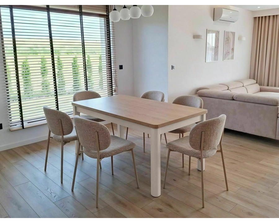 Стіл обідній кухонний розкладний Oskar (120–200)×80 см Ламінована плита Дуб / Кашемір каркас