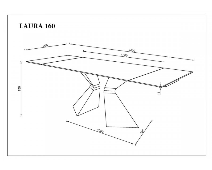 Стіл обідній розкладний LAURA CERAMIC 160(240)*90 Бежевий мат / Бежевий