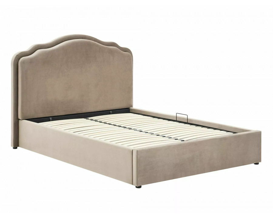 Ліжко двоспальне м'яке Florencja Velvet 160×200 Темно-бежева велюр Bluvel