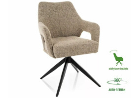 Стілець кухонний обідній м'який Olsen Noelle Темно-бежева тканина / Чорний каркас