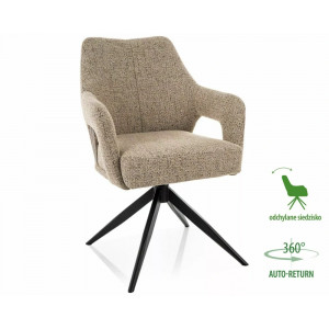 Стілець кухонний обідній м'який Olsen Noelle Темно-бежева тканина / Чорний каркас