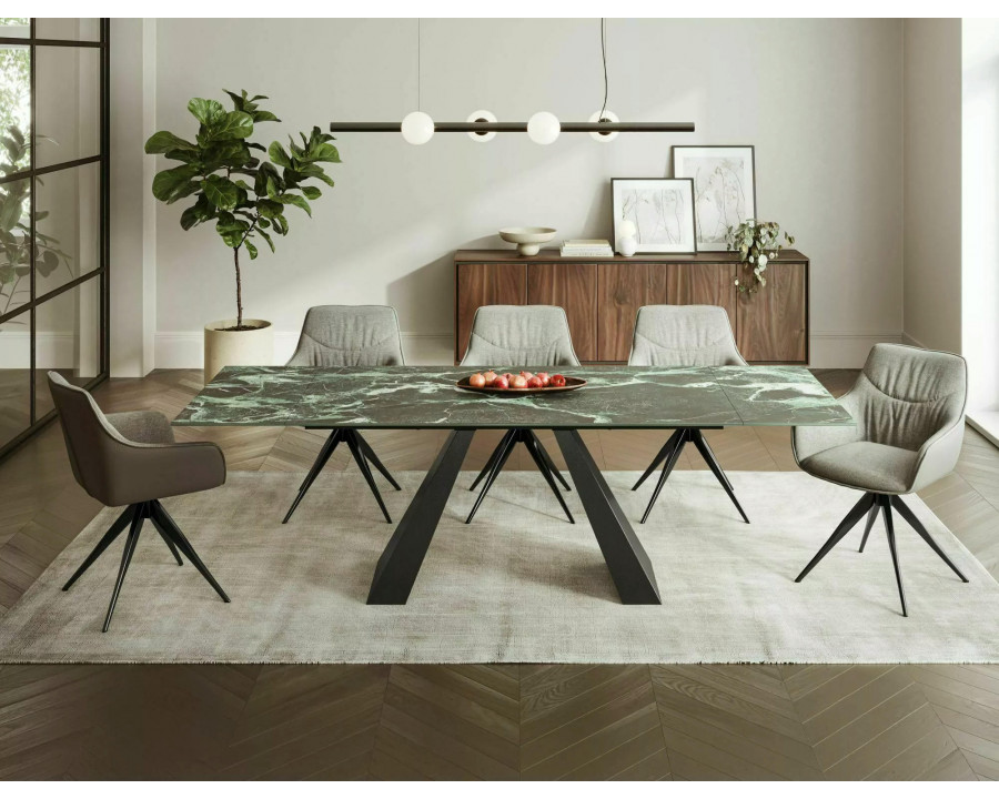 Обідній стіл розкладний SALVADORE CERAMIC Морський Verde Alpi / Чорний мат (160-240)X90 SALVADORETVC160