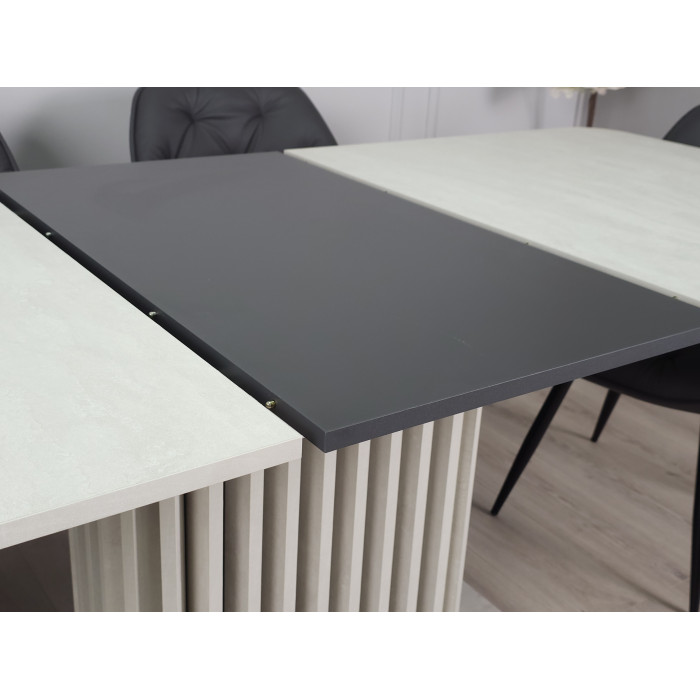 Стіл обідній рокладний CASANDRA S/A MAX 160(210)x90 шовковий камінь / антрацит
