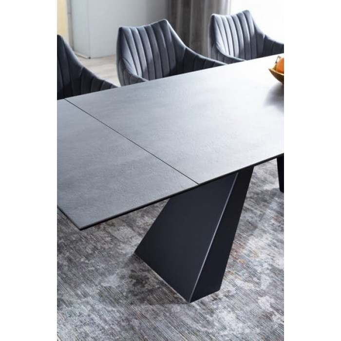 Стіл обідній розкладний SALVADORE CERAMIC 180(260)*90 сірий мармур/чорний мат
