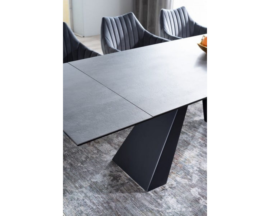 Стіл обідній розкладний SALVADORE CERAMIC 180(260)*90 сірий мармур/чорний мат