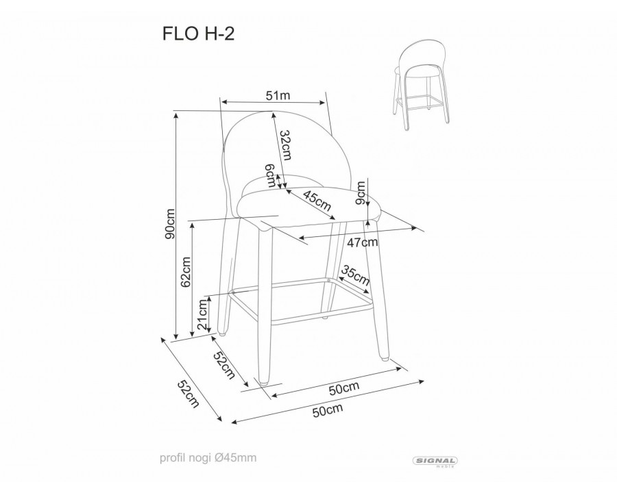 Напівбарний стілець кухонний Flo H-2 Бежева тканина / Бежевий каркас