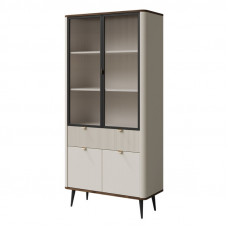 Вітрина MARLY REG 2 90х191х40 кашемір / горіх