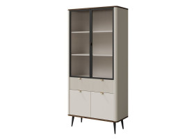 Вітрина MARLY REG 2 90х191х40 кашемір / горіх