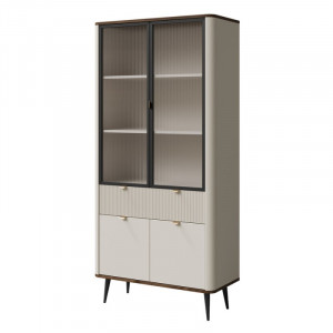 Вітрина MARLY REG 2 90х191х40 кашемір / горіх