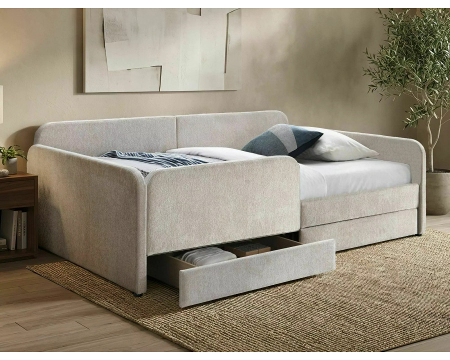 Ліжко односпальне м'яке Amelia Raven 120×200 Бежева тканина