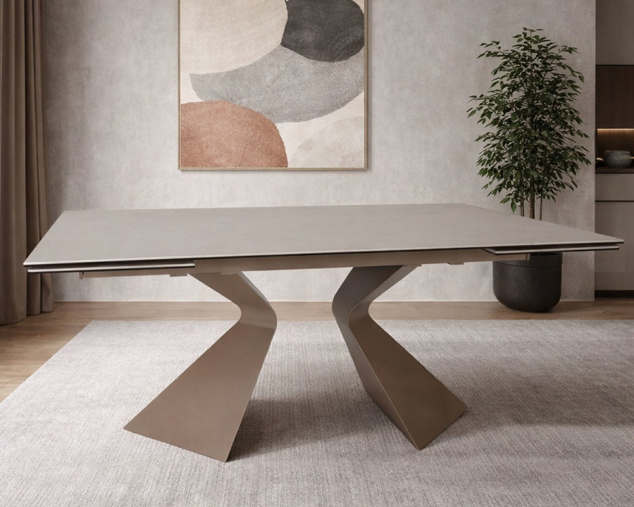 Стіл обідній розкладний LAURA CERAMIC 160(240)*90 Бежевий мат / Бежевий