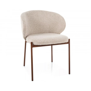 Стілець кухонний обідній м'який Kioto D Світло-бежева тканина / Горіх каркас