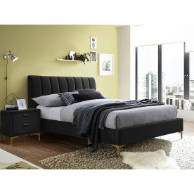 Ліжко двуспальне MIRAGE VELVET 160X200 колір чорний/золото TAP. 186