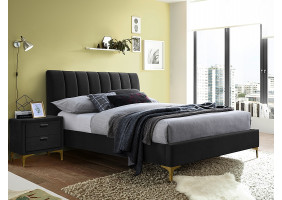 Ліжко двуспальне MIRAGE VELVET 160X200 колір чорний/золото TAP. 186