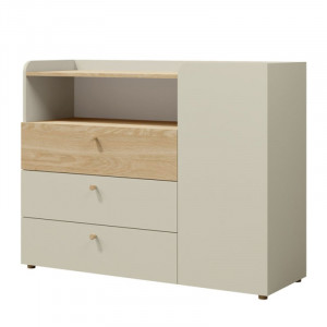 Комод YUKI REG 9 120х93х40 сірий / бежевий / дуб