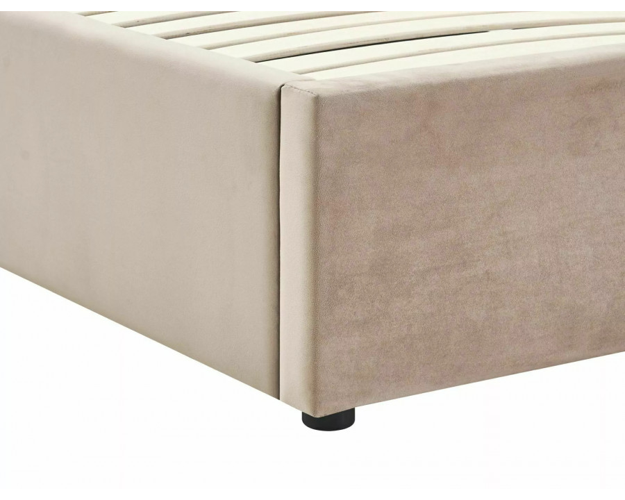 Ліжко двоспальне м'яке Florencja Velvet 160×200 Темно-бежева велюр Bluvel