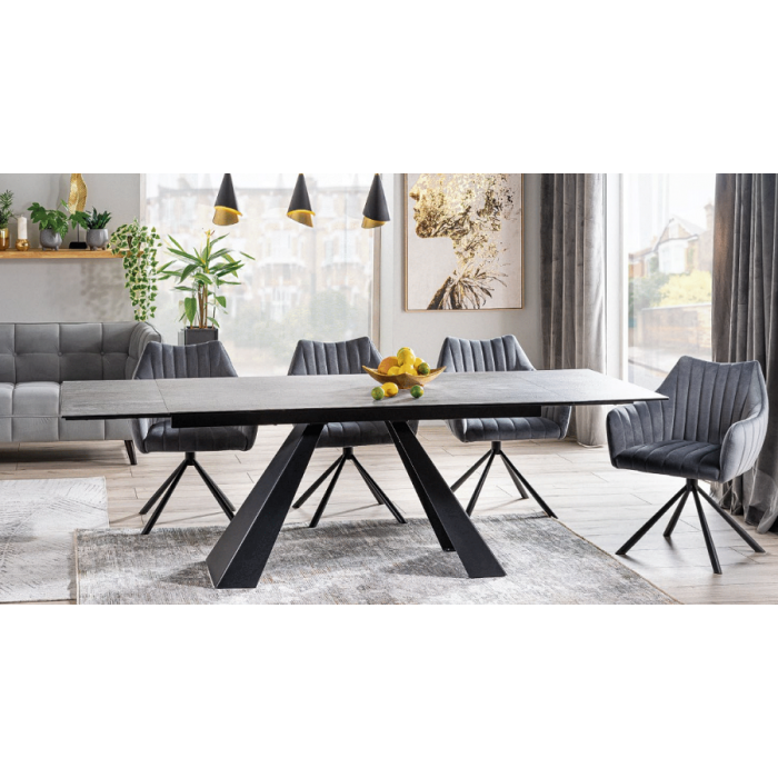 Стіл обідній SALVADORE CERAMIC II 120(180)X80 Сірий / Чорний мат