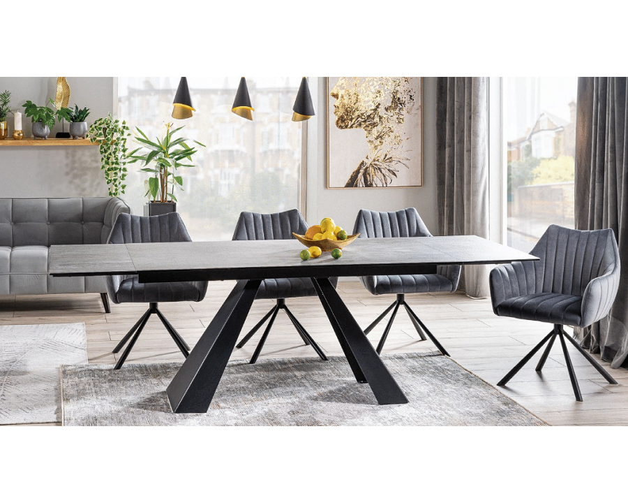 Стіл обідній SALVADORE CERAMIC II 120(180)X80 Сірий / Чорний мат