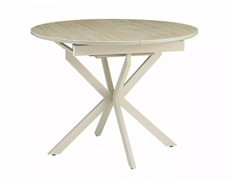 Стіл обідній кухонний розкладний Gaston Ceramic 100 (100–135)×100 см МДФ + кераміка Беж / Кашемір каркас