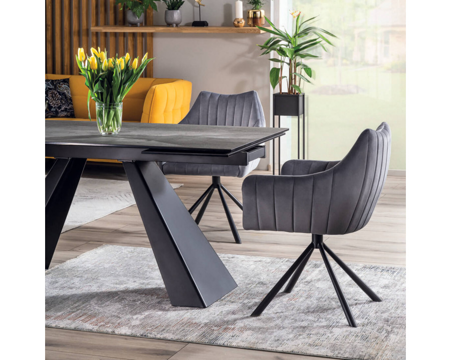 Стіл обідній SALVADORE CERAMIC II 120(180)X80 Сірий / Чорний мат