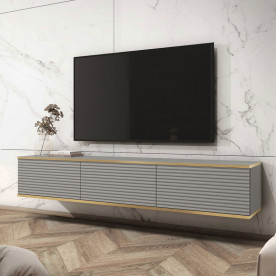 Тумба під телевізор навісна Оро / Oro 3-дверна RTV175 MDF Сірий Ш175xВ30 см.