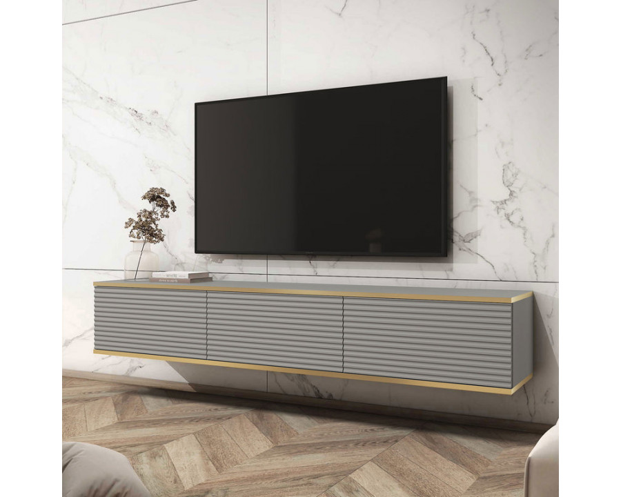 Тумба під телевізор навісна Оро / Oro 3-дверна RTV175 MDF Сірий Ш175xВ30 см.