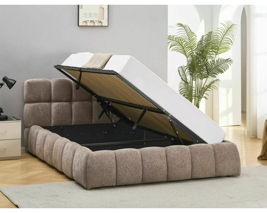 Ліжко двоспальне м'яке Parma Raven 160×200 Темно-бежева тканина