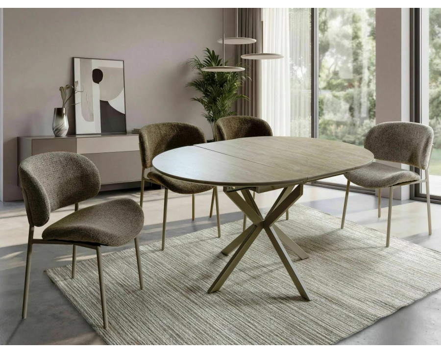 Стіл обідній кухонний розкладний Gaston Ceramic 100 (100–135)×100 см МДФ + кераміка Беж / Кашемір каркас