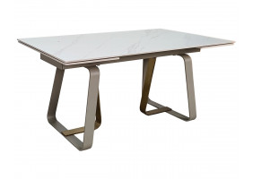 Стіл обідній розкладний BIANCO LUXE CERAMIC 160(240)*90 білий мат/білий+золото