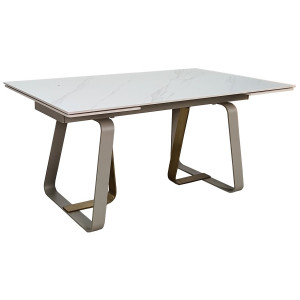 Стіл обідній розкладний BIANCO LUXE CERAMIC 160(240)*90 білий мат/білий+золото