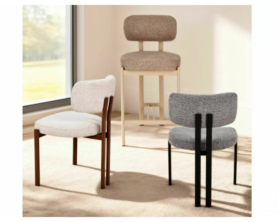 Стілець кухонний обідній м'який Misaki Сіра тканина / Чорний каркас