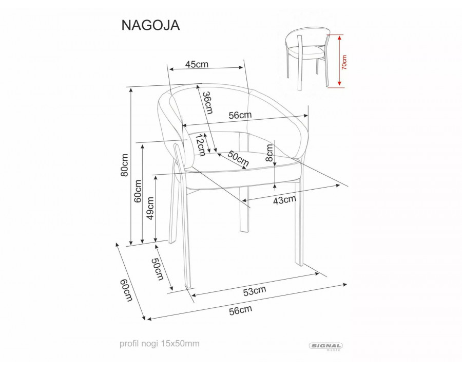 Стілець кухонний обідній м'який Nagoja D Бежева тканина / Горіх каркас