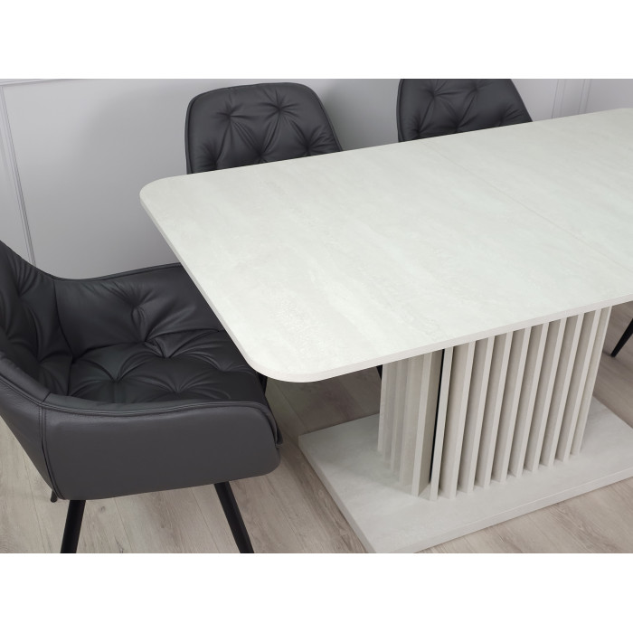 Стіл обідній рокладний CASANDRA S/A MAX 160(210)x90 шовковий камінь / антрацит