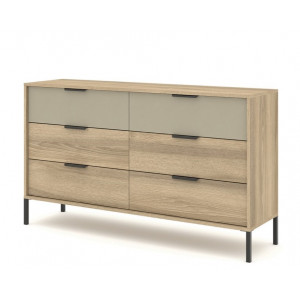 Комод Летто / Letto 6S/153 з 6 шухлядами Дуб терра темний/сірий кам'яний