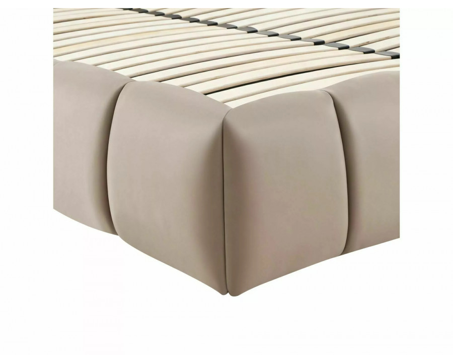 Ліжко полуторне м'яке Parma Velvet 140×200 Темно-бежева велюр Bluvel