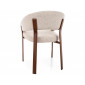 Стілець кухонний обідній м'який Nagoja D Світло-бежева тканина / Горіх каркас