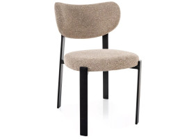 Стілець кухонний обідній м'який Rin Бежева тканина / Чорний каркас