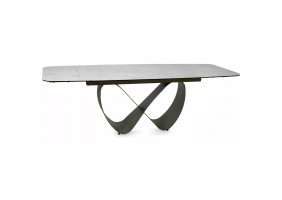Стіл обідній кухонний розкладний Infinity Ceramic (160–240)×95 см Кераміка Беж / Мідний каркас