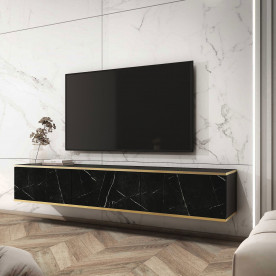 Тумба під телевізор навісна Оро / Oro 3-дверна RTV175 MDF Чорний Ш175xВ30 см.