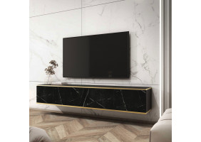 Тумба під телевізор навісна Оро / Oro 3-дверна RTV175 MDF Чорний Ш175xВ30 см.