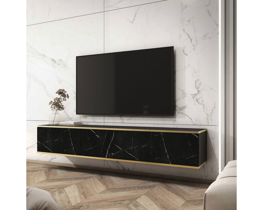 Тумба під телевізор навісна Оро / Oro 3-дверна RTV175 MDF Чорний Ш175xВ30 см.