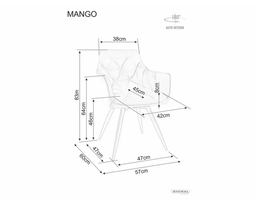 Стілець кухонный MANGO LEO Кашемір каркас / Світлий бежевий 23 MANGOLEKJBE
