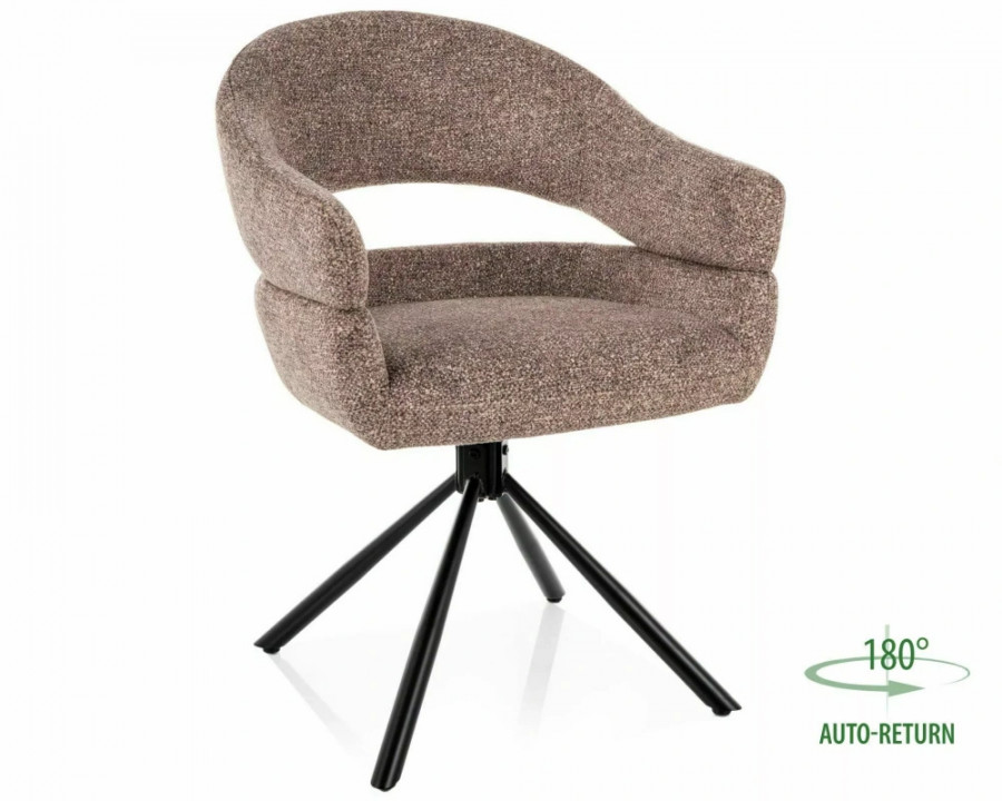 Стілець кухонний обідній м'який Borgo Leo Темно-бежева тканина / Чорний каркас