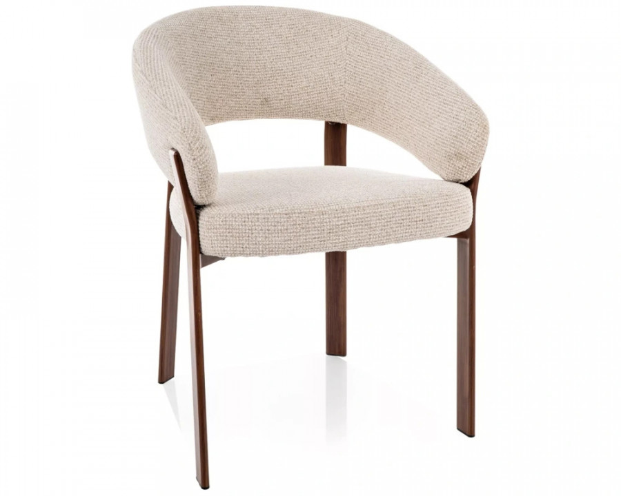 Стілець кухонний обідній м'який Nagoja D Світло-бежева тканина / Горіх каркас