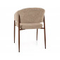Стілець кухонний обідній м'який Akita D Бежева тканина / Горіх каркас