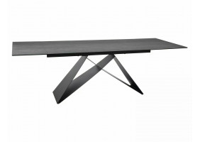 Стіл обідній розкладний WESTIN CERAMIC Сірий Ефект Мармуру / Чорний мат (160-240)X90 WESTINJSZC160